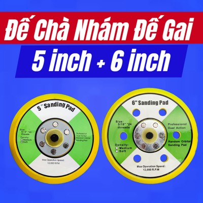 Đế chà nhám tròn gắn cho máy chà hơi kích thước 5 inch, 6 inch, mặt đế gai dùng để gắn giấy nhám - ảnh 1