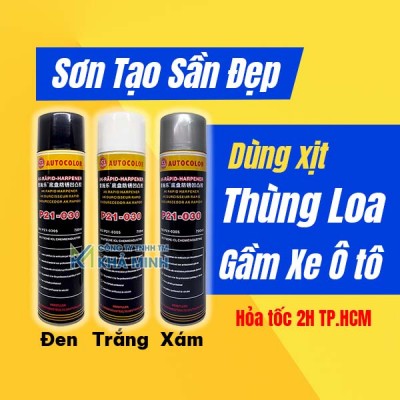 Sơn xịt tạo sần, sơn tạo gai, sơn sần thùng loa, sơn phủ gầm xe, babule, táp lô Autocolor P21-030 có hạt cao su tạo sần - ảnh 1