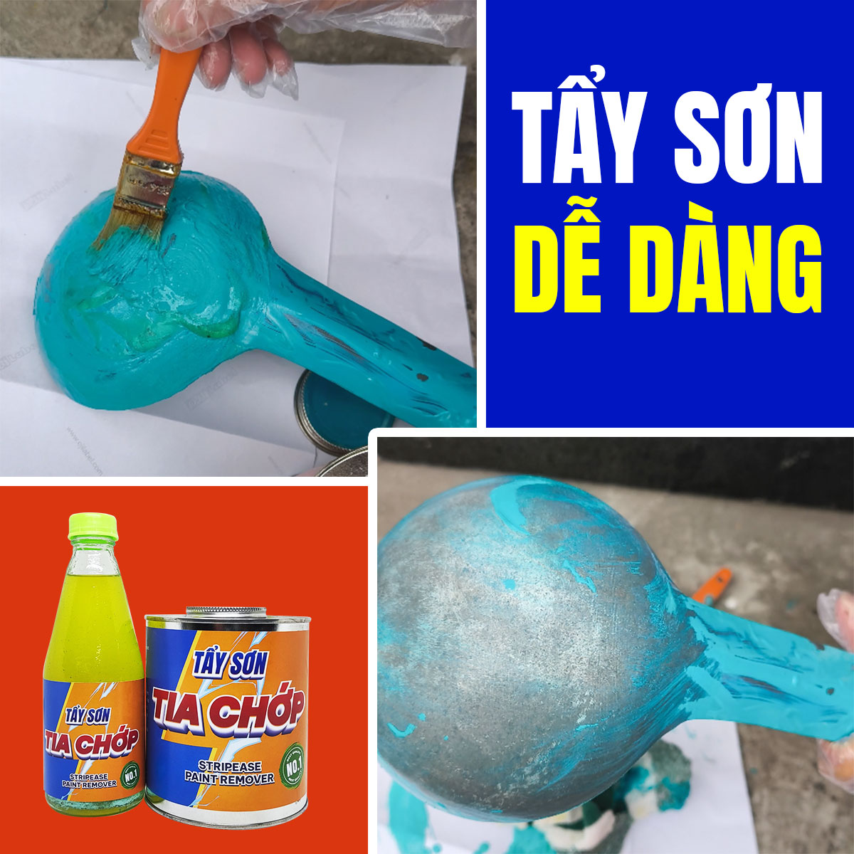 Tẩy sơn Tia Chớp giúp loại bỏ dễ dàng các lớp sơn cũ