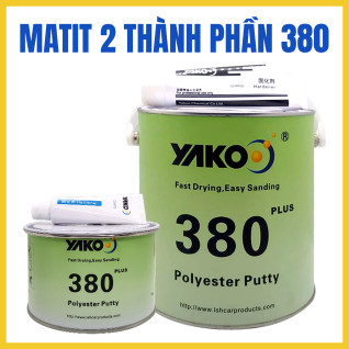 Matit 2 Thành Phần 380 Yakoo, Bả Trét Nhanh Khô, Dễ Chà Nhám, Bám Dính Tốt