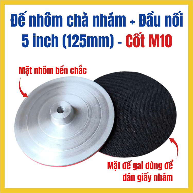 Đế Chà Nhám Nhôm 4 Inch (100mm) & 5 Inch (125mm), Bền Chắc, Cân Bằng Tốt, Hỗ Trợ Chà Nhám Hiệu Quả - ảnh 1