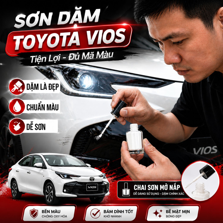 Sơn Dặm Xe Toyota Vios Đủ Màu - Giải Pháp Xử Lý Vết Trầy Xước Nhanh Chóng, Tiết Kiệm thumbnail 5